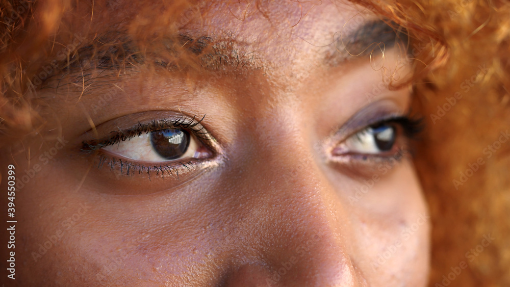 Brown eyes of young black woman close up. High quality photo Brown eyes of young black woman close up. High quality photo