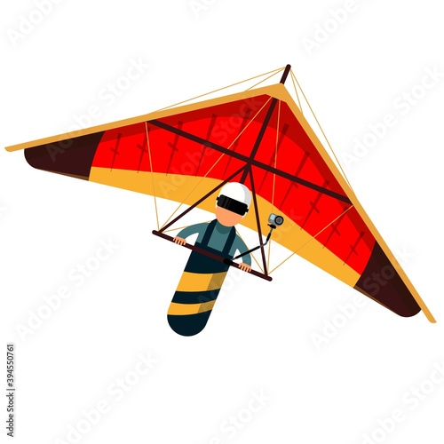 Man hang glider icon isolated on white background. Vector illustration. Hang gliding and sky extreme sport.