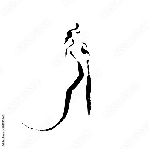 Template logo for beauty products. Abstract girl painted by rough dry brush. Vector illustration.
