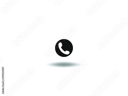 Phone Icon Vector illustration. Telephone symbol. call sign, emblem isolated on white background with shadow, Flat style for graphic and web design, logo. EPS10 black pictogram.

