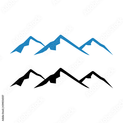 Mountains illustration. blue and black mountains. rocky peaks vector illustration.