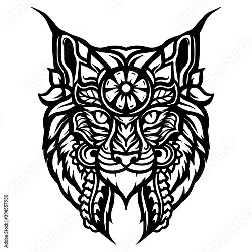Hand drawn of lynx zentangle arts. 