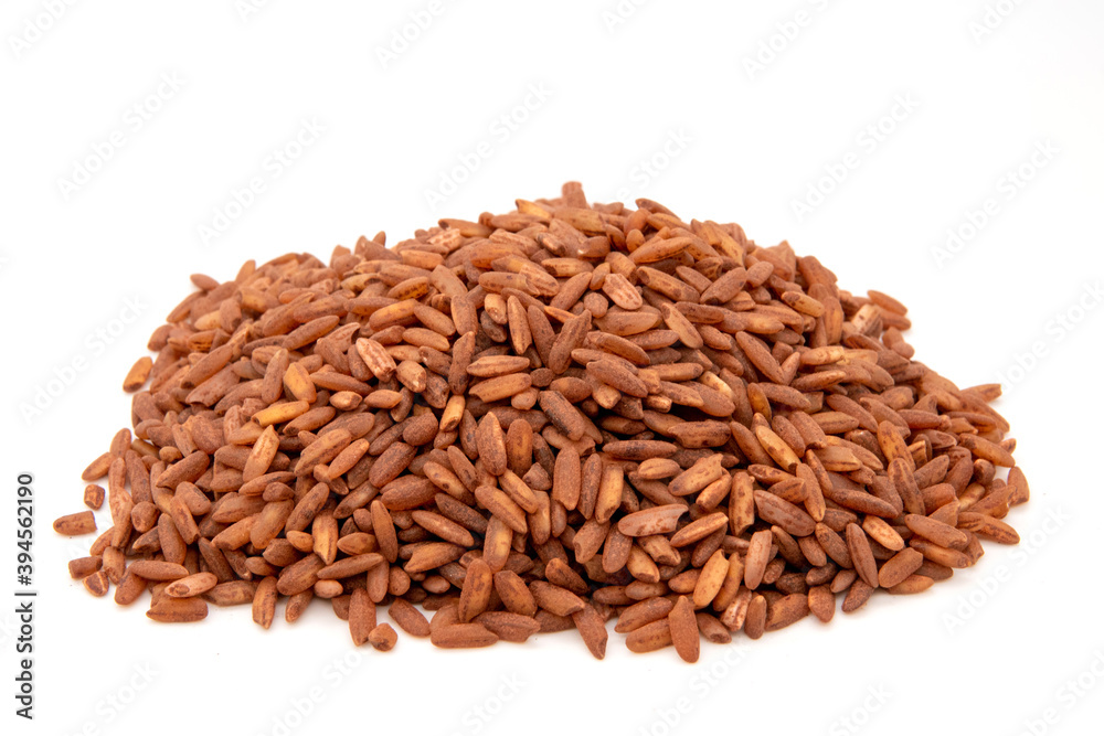 Brown rice vegan and for health on white isolated Brown rice vegan and for health on white isolated