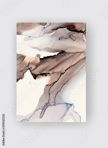 Alcohol ink vector texture banner. Fluid ink abstract background.