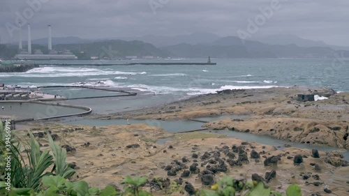 Oct 9, 2020. Heping Island Park located in Keelung, Taiwan. This is a geopark with tofu rocks and an ocean pool (seawater swimming pools). You can overlook the Keelung Islet from the park and ocean. photo