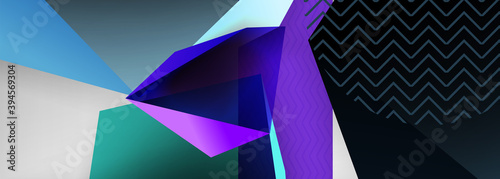Low poly 3d geometric shapes, minimal abstract background. Vector illustrations for covers, banners, flyers and posters and other