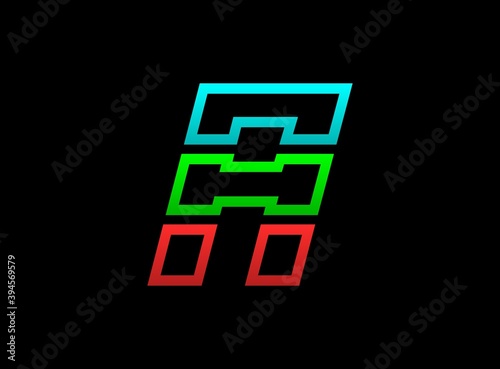 A letter rgb logo, vector desing font .Dynamic split red, green, blue color on black background. For social media,design elements, creative poster, web template and more