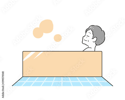 入浴する　横向き　高齢女性