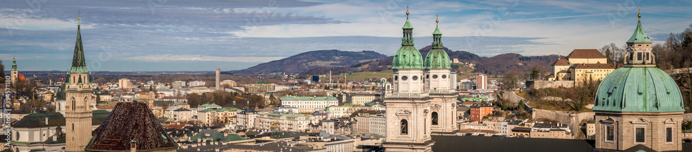 Panorama view of the Salzburg Cathedral, Austria.