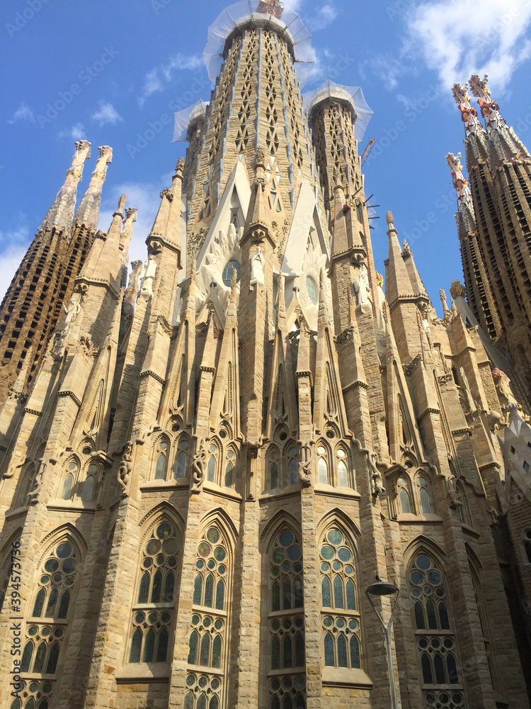 Sagrada Familia, a huge Roman Catholic basilica designed by Gaudi, in Barcelona, Spain
