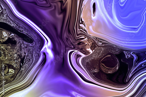 Ilustración abstracta que representa el interior de una concha de ostra donde están ocultas hermosas perlas. Fondo ondulado colorido con textura de madreperla y reflejos irisados en tonos oscuros.