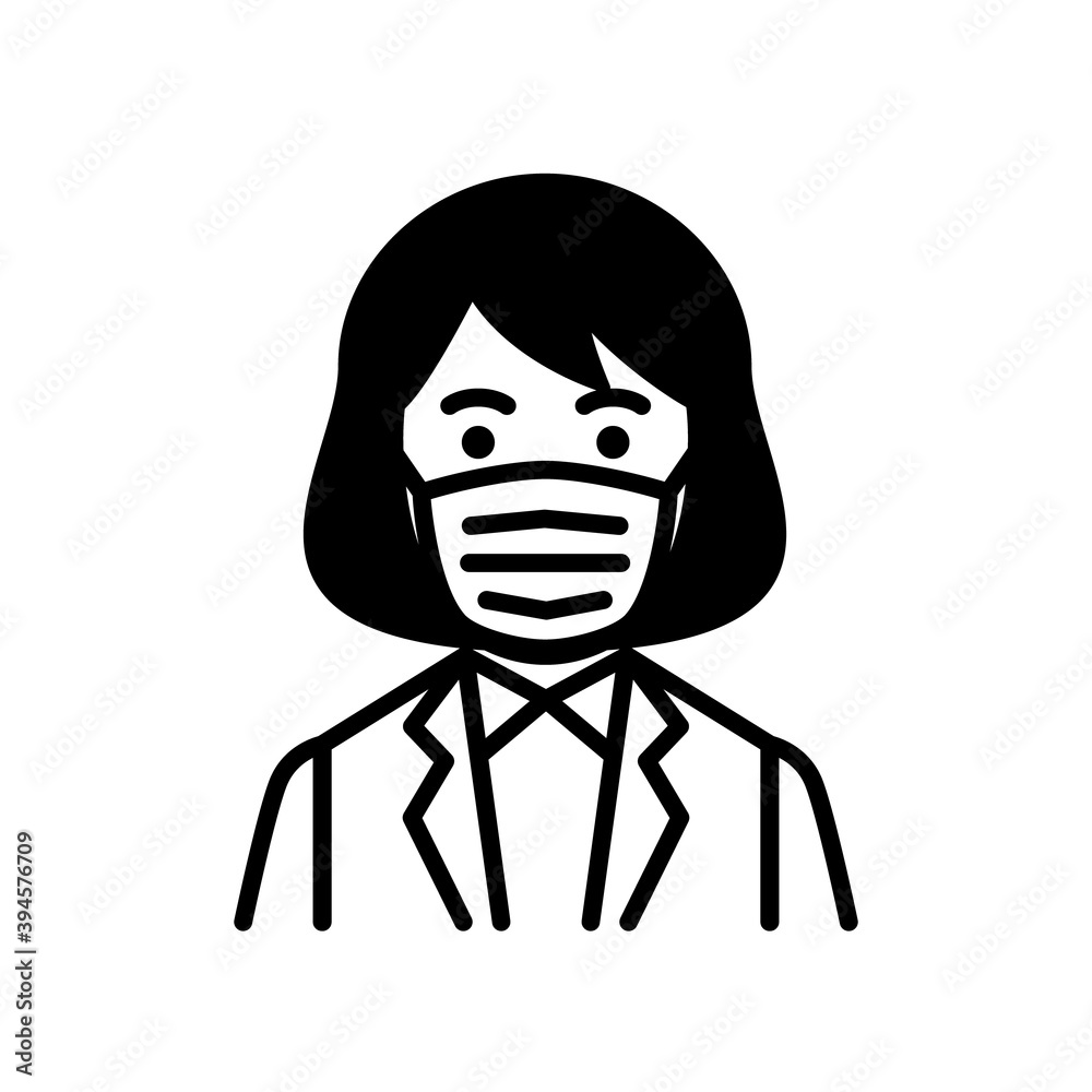 Woman wearing medical mask. Vector illustration.