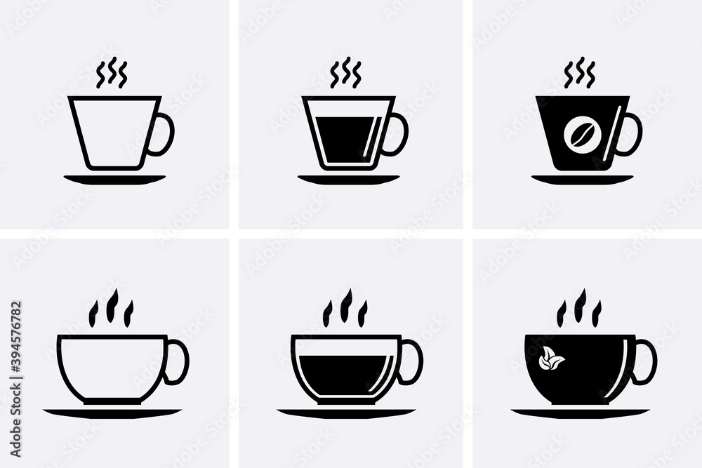 Coffee an tea cup Icon set. Coffee an tea cup Icon set.