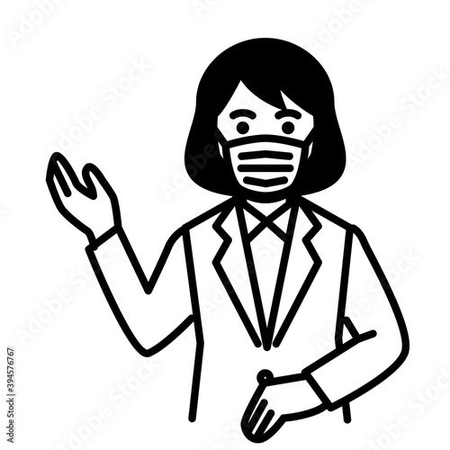 Woman wearing medical mask. Vector illustration.