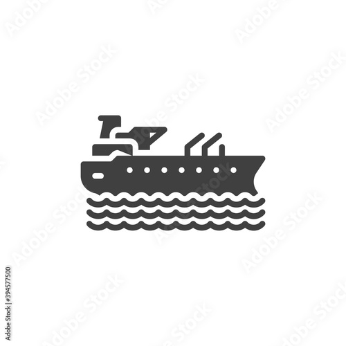 Oil tanker ship vector icon. filled flat sign for mobile concept and web design. Tanker ship glyph icon. Symbol, logo illustration. Vector graphics