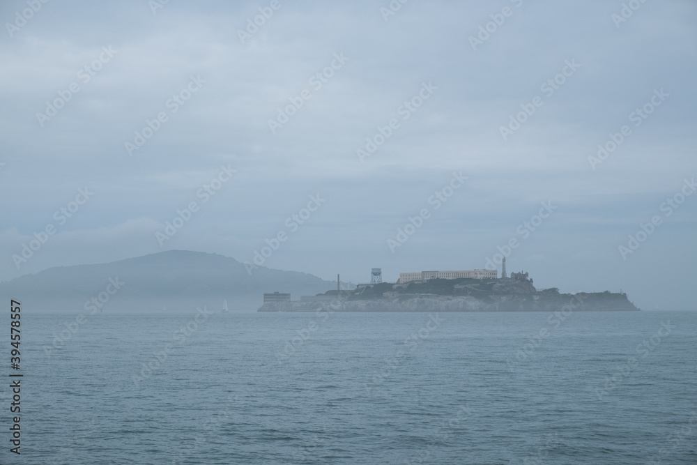 Alcatraz Island in a Foggy Day