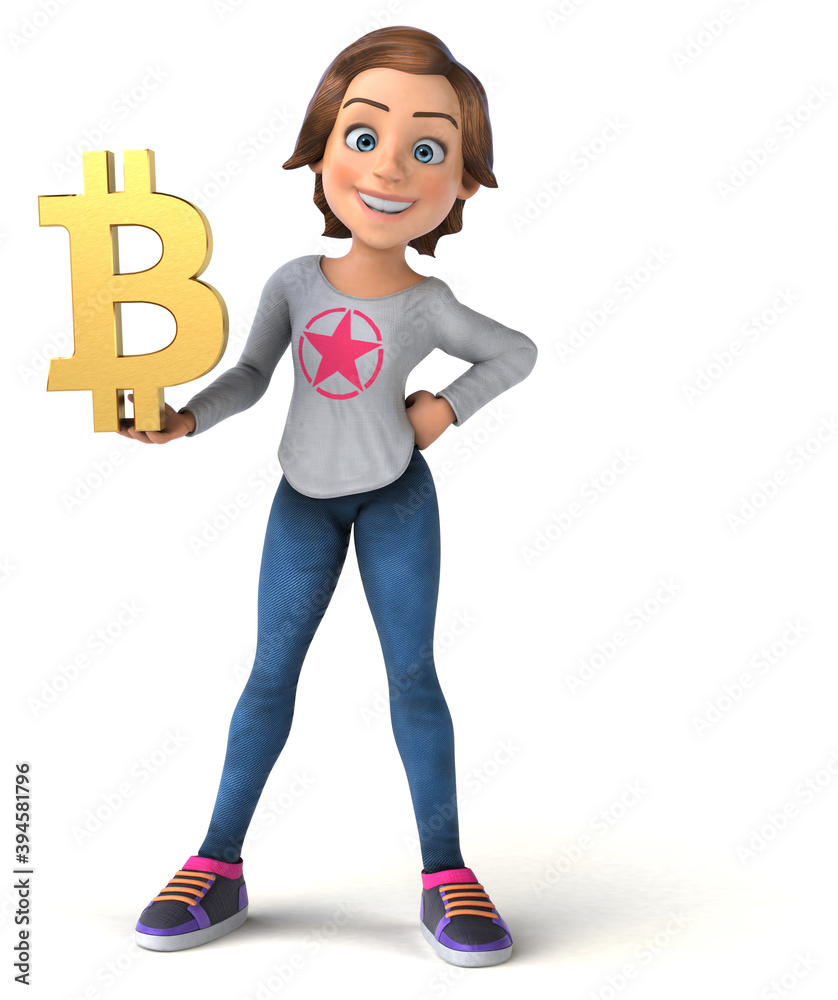 Fun 3D illustration of a cartoon teenage girl Fun 3D illustration of a cartoon teenage girl