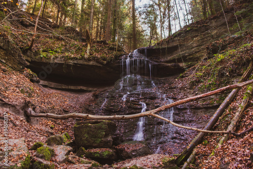 Hoerschbach gorge in South of Germany with waterfalls photo