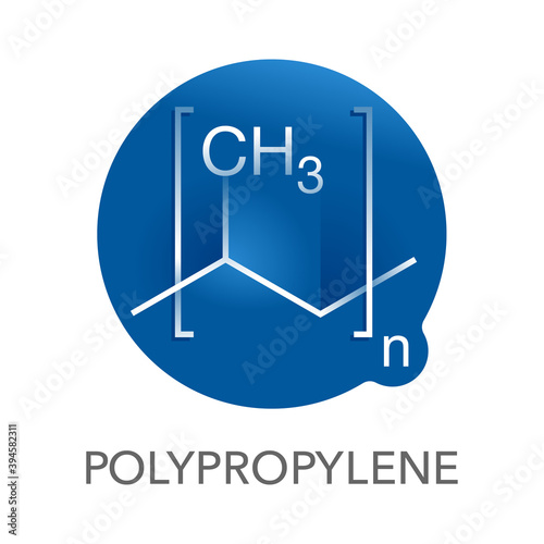 Polyproylene icon - plastic material formula in catchy modern decoration - emblem for PP products marking