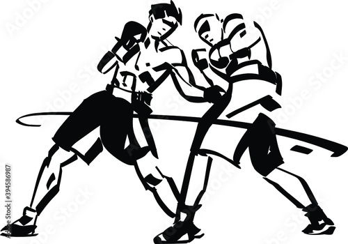 The vector illustration of the boxing fighter