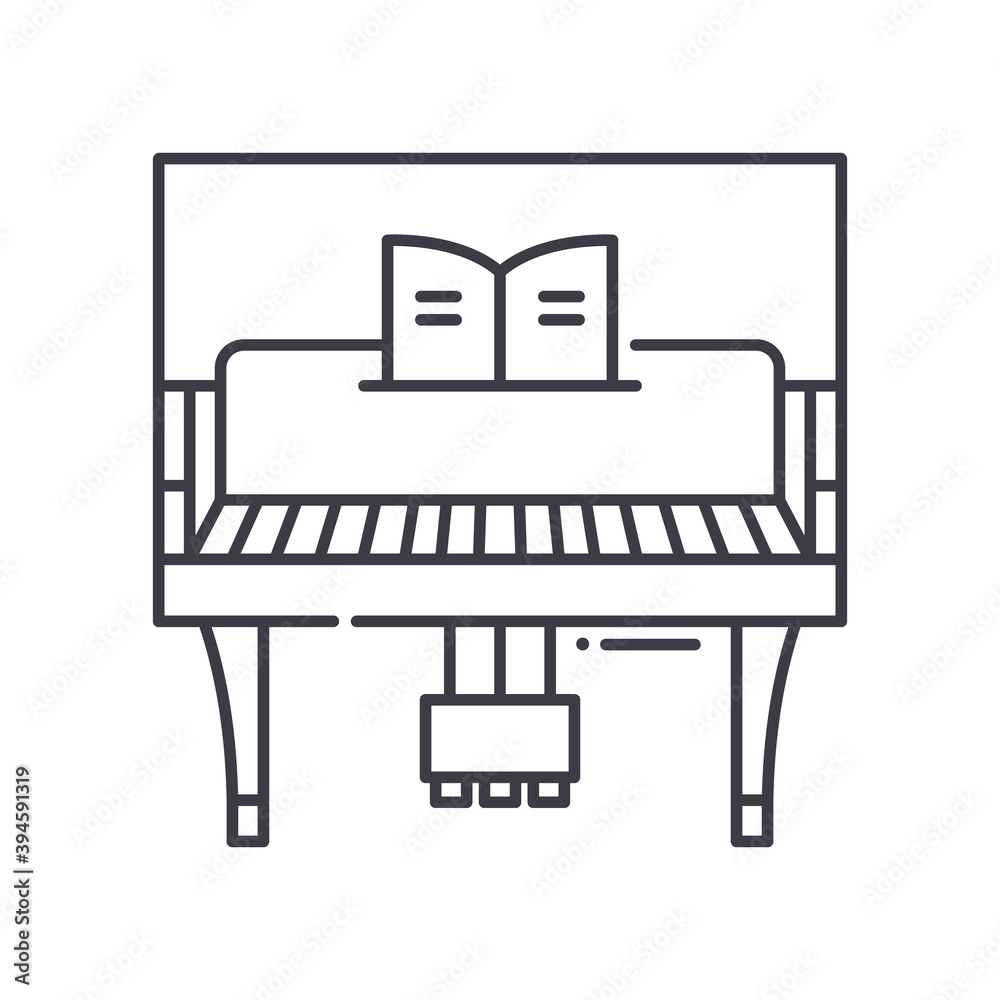 Piano concept icon, linear isolated illustration, thin line vector, web design sign, outline concept symbol with editable stroke on white background. Piano concept icon, linear isolated illustration, thin line vector, web design sign, outline concept symbol with editable stroke on white background.