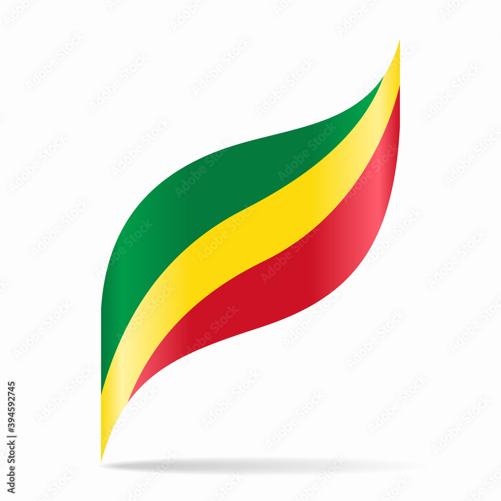 Congolese flag wavy abstract background. Vector illustration.