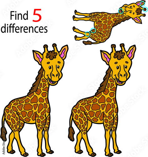 Vector illustration of kids puzzle educational game Find 5 differences for preschool children