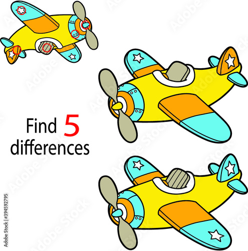 Vector illustration of kids puzzle educational game Find 5 differences for preschool children