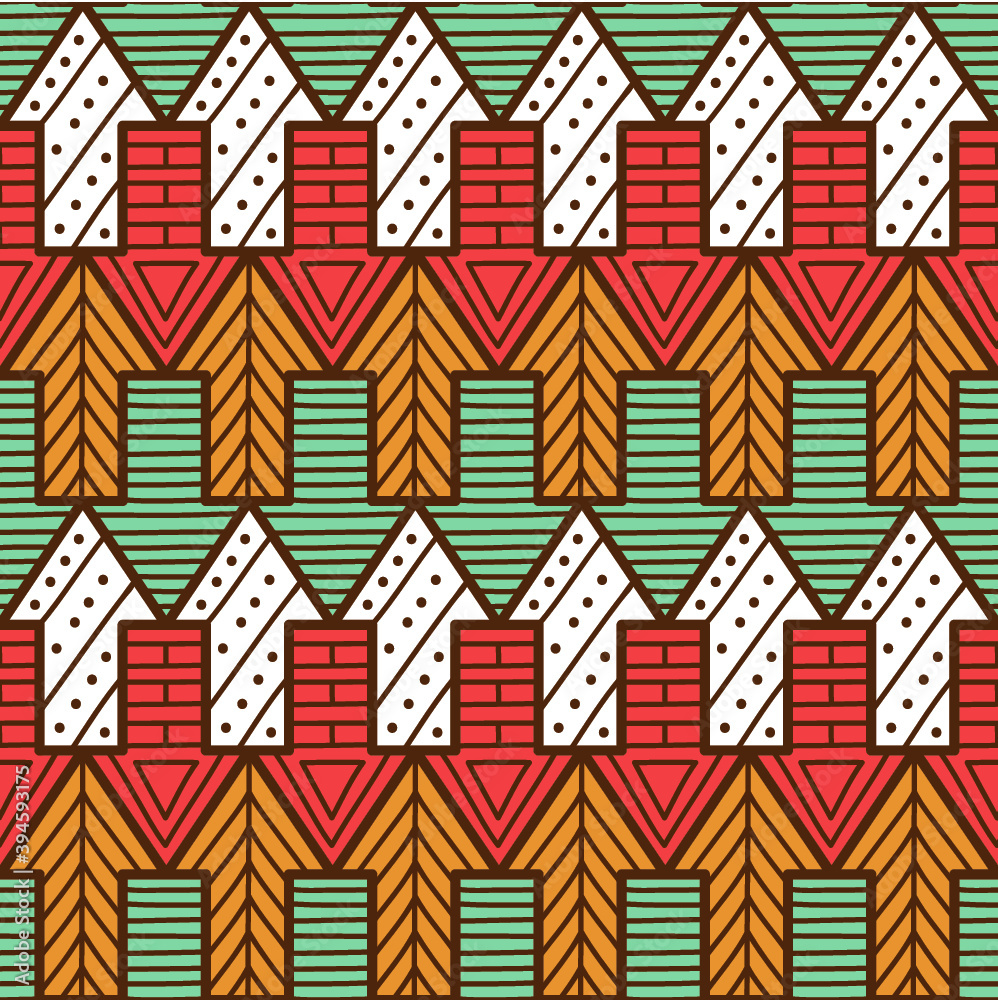 Vector cute abstract seamless pattern with ornate arrows