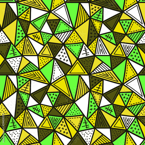 Vector hand drawn seamless patterns with triangles