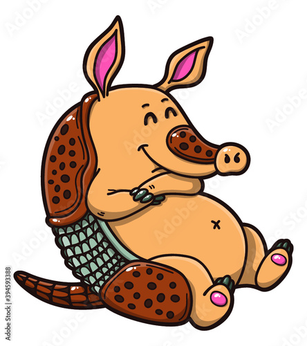 Vector illustration of sleeping happy cartoon armadillo