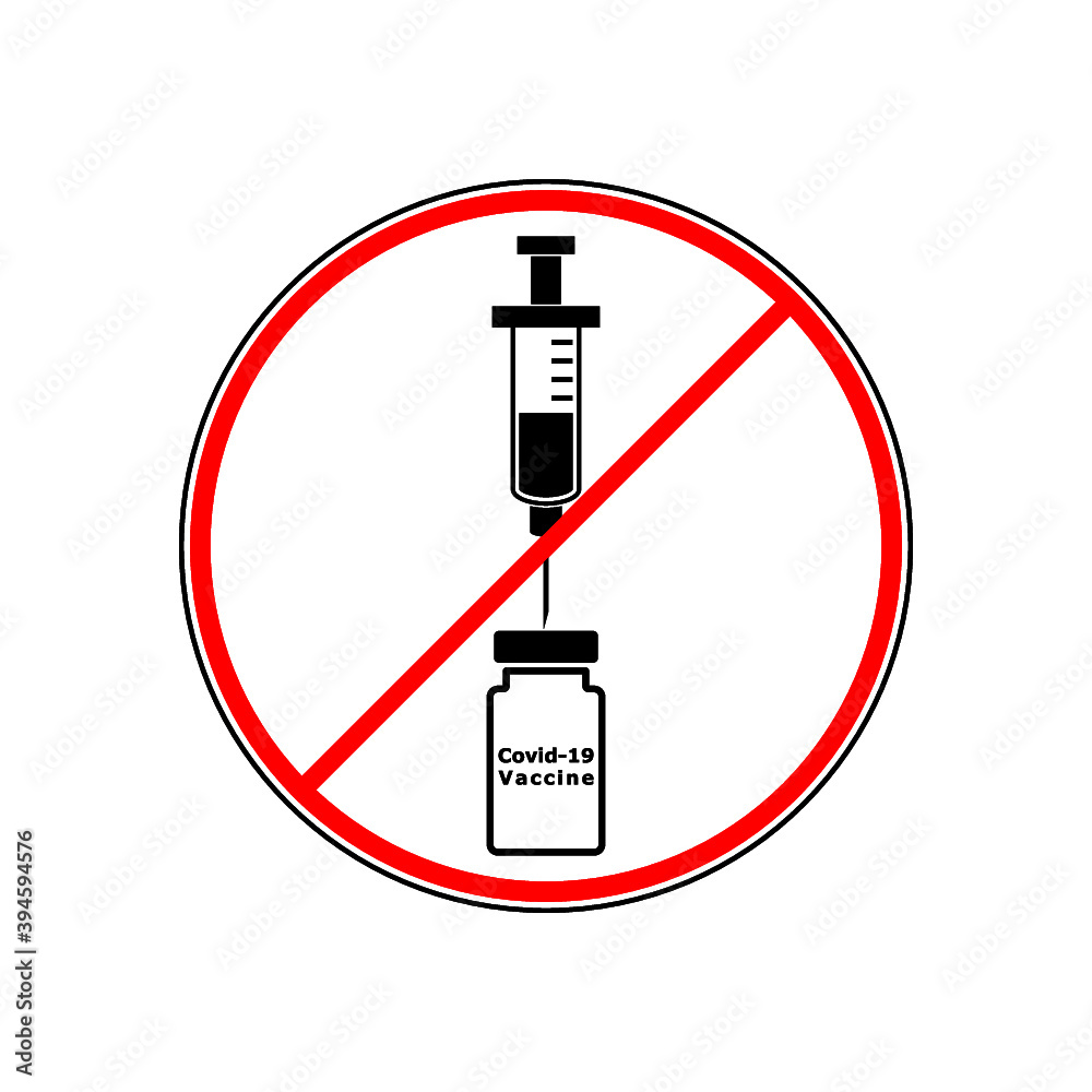 Covid-19 no vaccine sign. Corona virus syringe icon isolated on white background Covid-19 no vaccine sign. Corona virus syringe icon isolated on white background