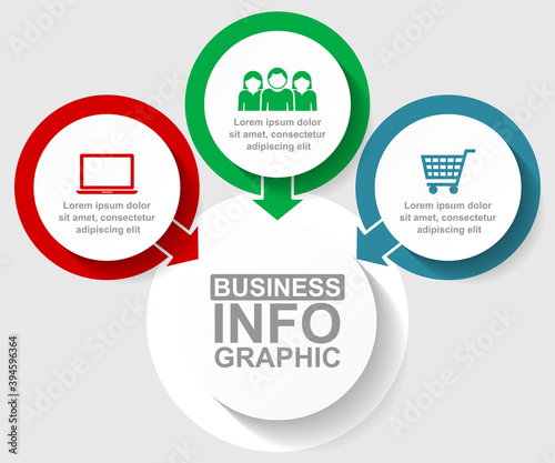 Flat design business infographic vector  template with 3 options
