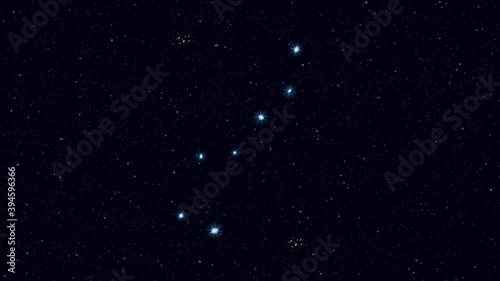 Ursa Major constellation, gradually zooming rotating image with stars and outlines, 4K educational video 