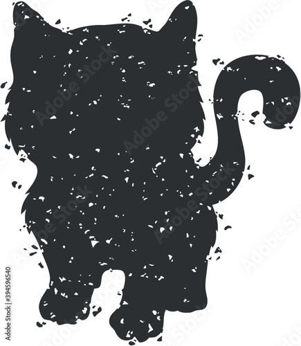 Vector illustration of cute cat silhouette with texture