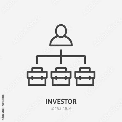 Investor line icon, vector pictogram of franchise. Shareholder stroke sign for business