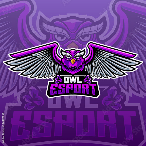 purple owl e-sport logo gaming