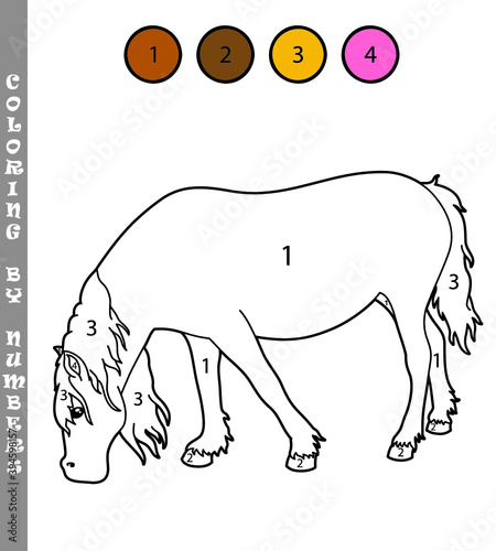 Vector illustration of coloring game with cartoon character for kids coloring book