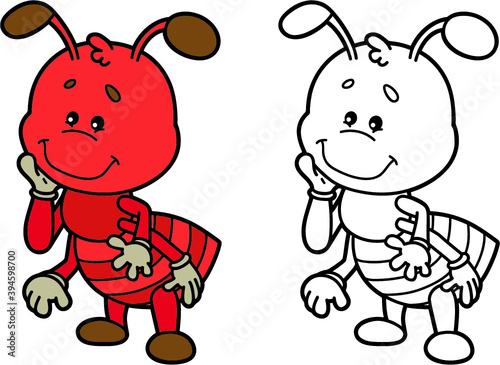 illustration coloring page of happy cartoon character for children, coloring and scrap book