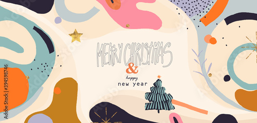 Abstract winter  2021 holidays greeting background. Contemporary modern hand drawn vector illustration. 