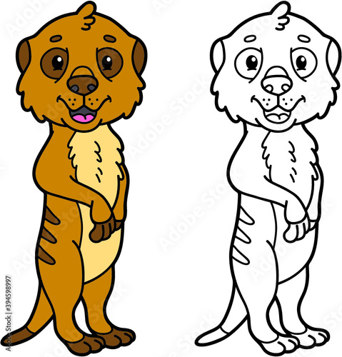 illustration coloring page of happy cartoon character for children, coloring and scrap book