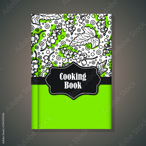 Vector example of using hand drawn food pattern for cover of cooking book
