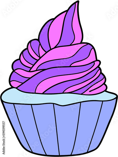 Vector illustration of cute cartoon cupcake for children and scrap book