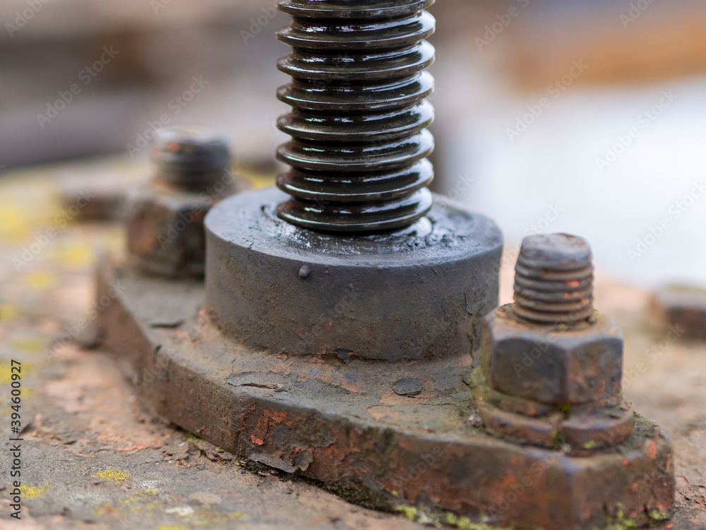 Bolt thread close up. bolt in grease Bolt thread close up. bolt in grease