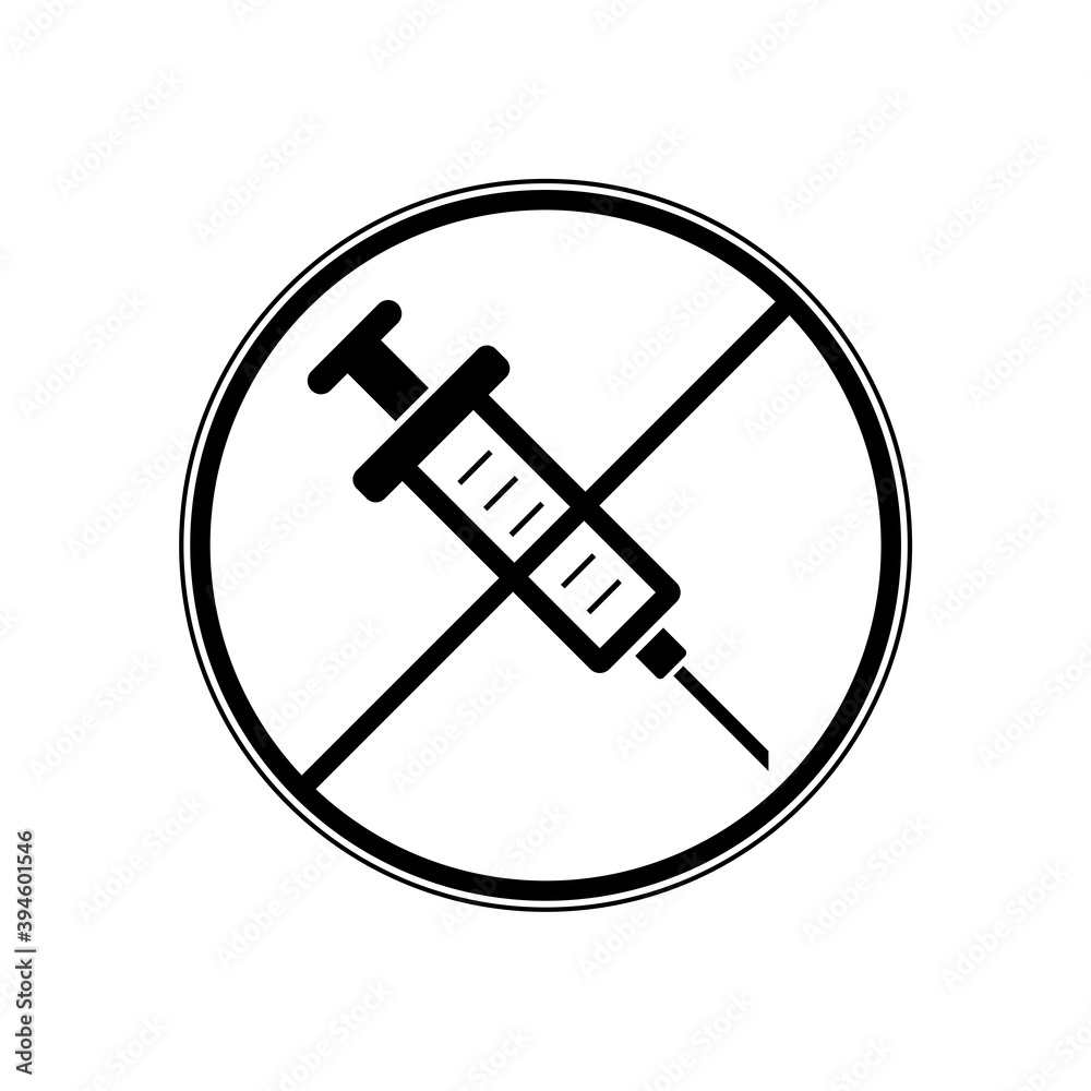 No vaccine icon isolated on white background. No syringe sign No vaccine icon isolated on white background. No syringe sign