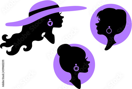 Vector silhouettes of beautiful girls