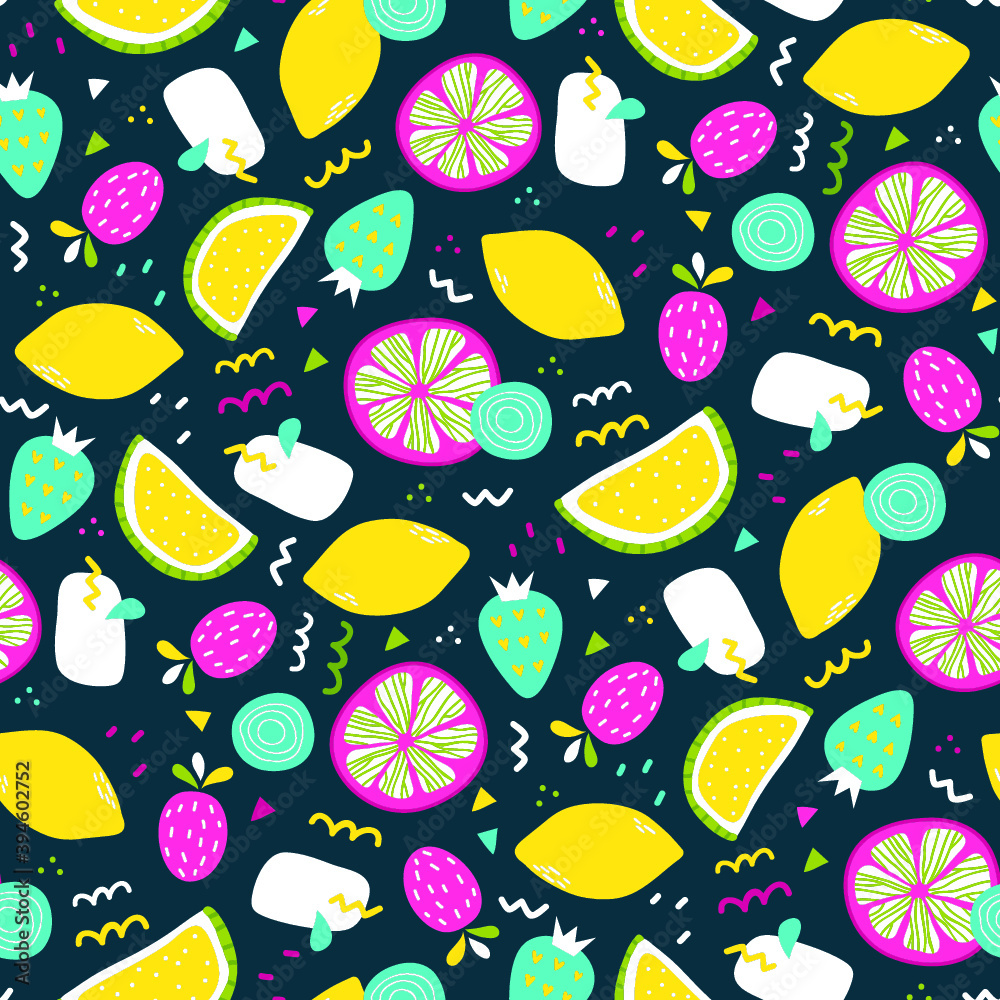Vector seamless pattern with hand drawn fruits Vector seamless pattern with hand drawn fruits