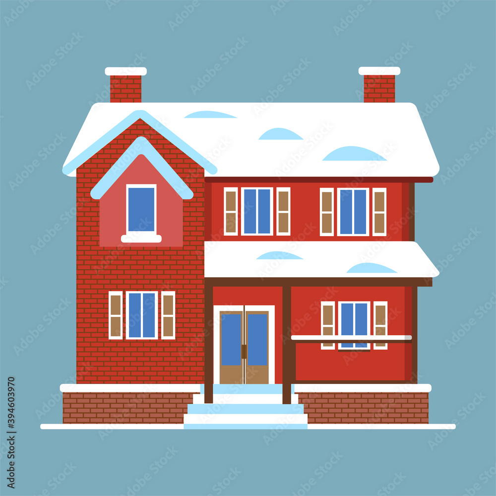 Christmas House Icon Vector Flat Background
