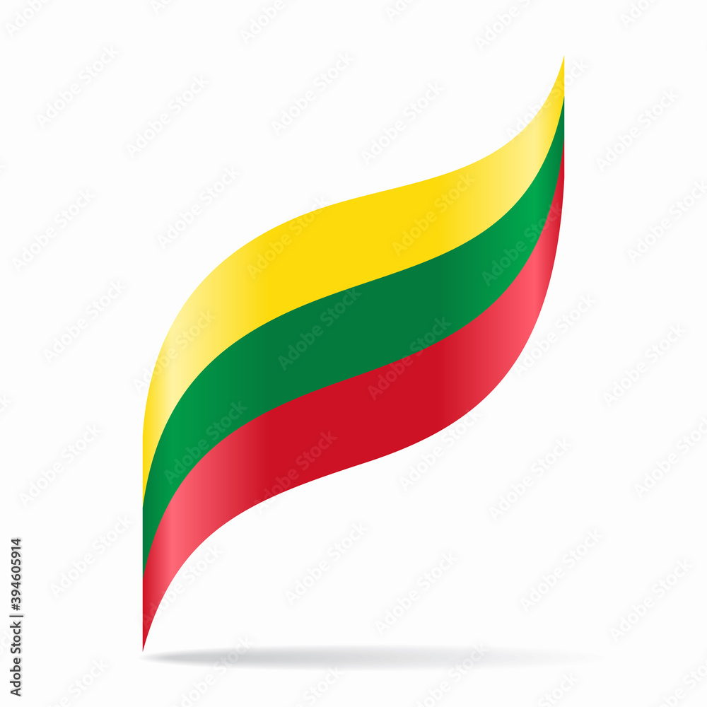 Fototapeta premium Lithuanian flag wavy abstract background. Vector illustration.