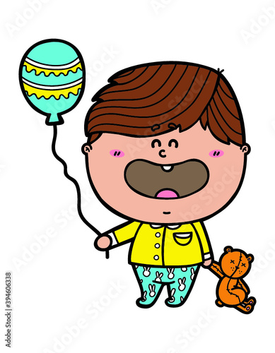vector illustration of kawaii Boy with toys